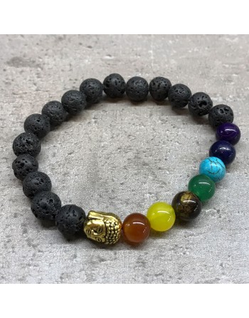 Svart Lavasten Buddha Chakra Armband