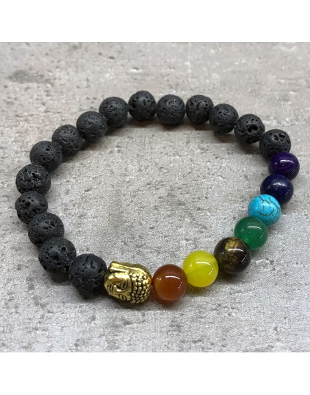 Svart Lavasten Buddha Chakra Armband