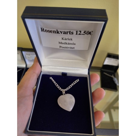 Rosenkvarts Hjärta Halsband
