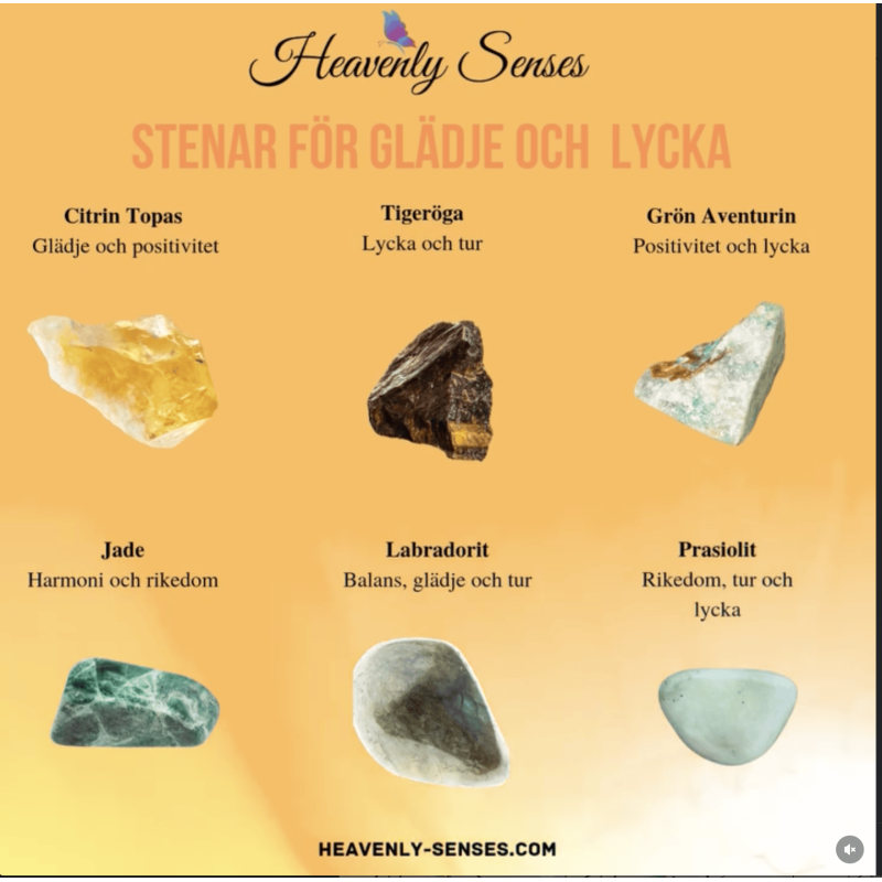 Set av stenar för Glädje, Lycka & Positivitet