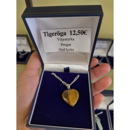 Tiger Eye Stone Heart Necklace