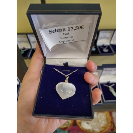 Selenite Stone Heart Necklace