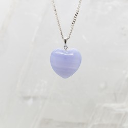 Blå Agat Hjärta Halsband