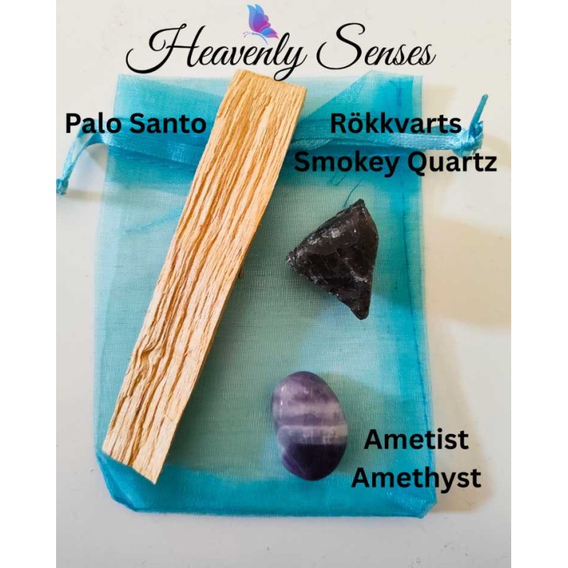Palo Santo med rökkvarts & ametist