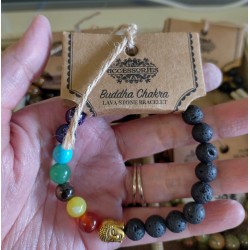 Svart Lavasten Buddha Chakra Armband