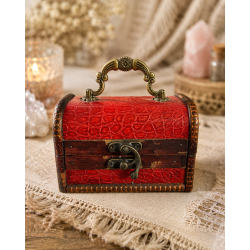 Red Antique-Style Wooden Treasure Chest