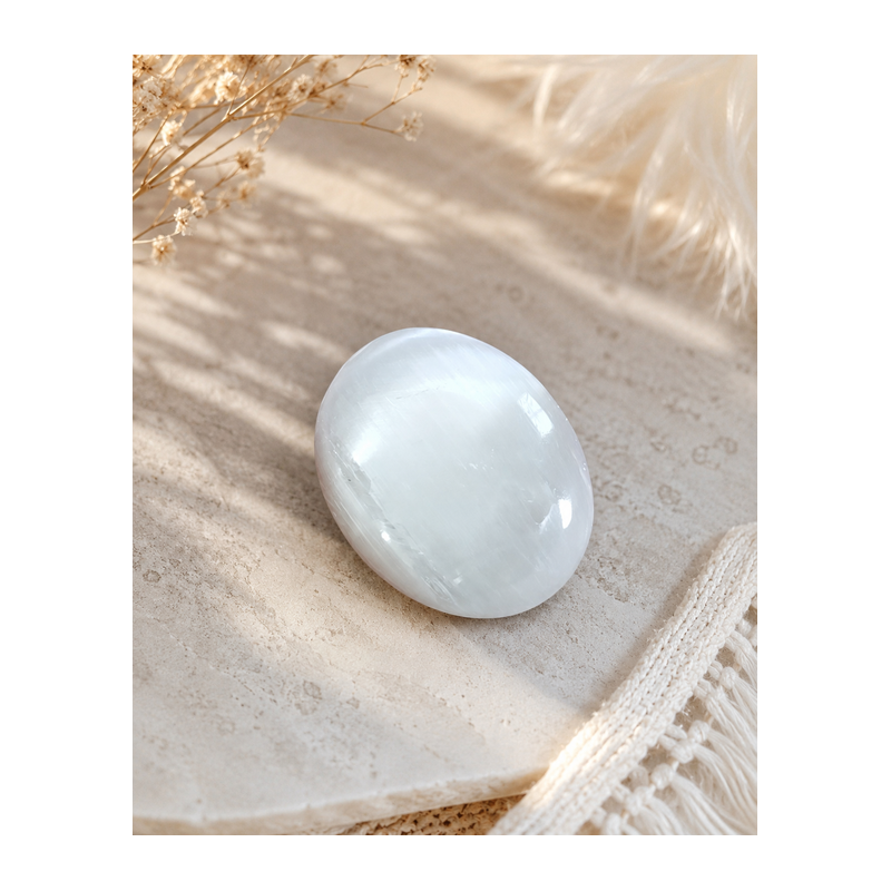 Selenite Palm Stone