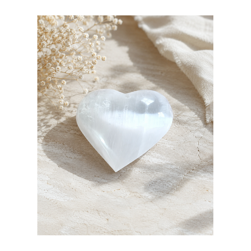 Selenite Heart Stone