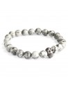 Pewter Skull Grey Agate Bracelet
